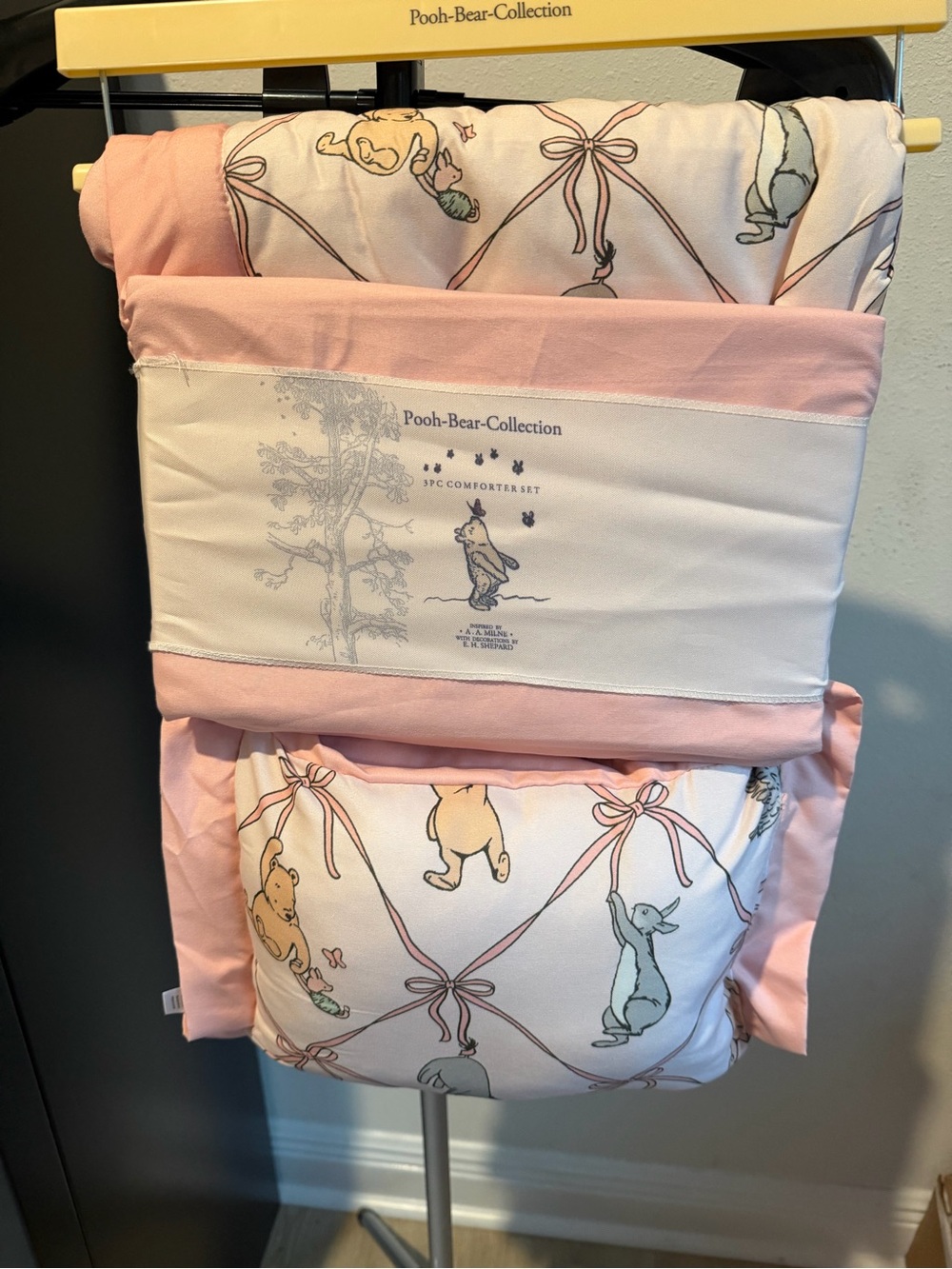 Disney Pink Winnie the Pooh Nursery Comforter with Character Print